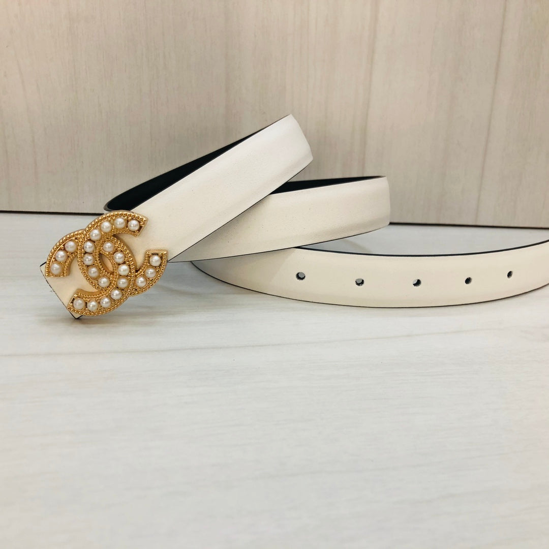 6 Colors Fashion Pearl Letter Leather Belt