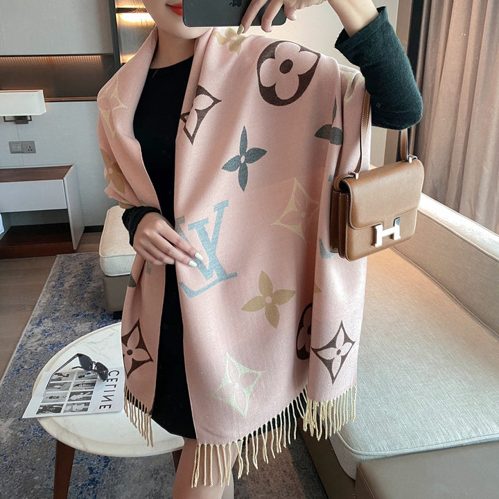 Autumn and winter double-sided two-color scarf - Elegant