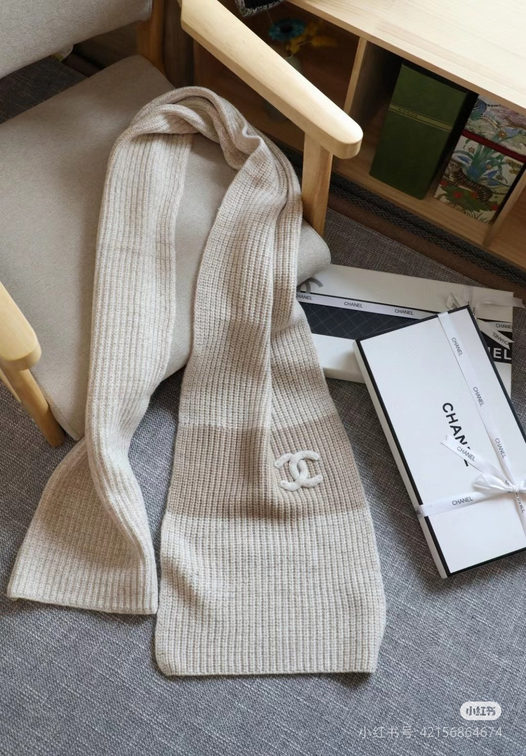 Fashion CC trimmed knitted wool scarf