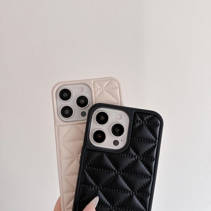 Fashion Triangle Label Embossed Leather Phone Case