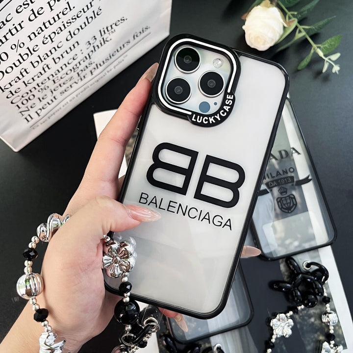 Fashionable anti-scratch crystal acrylic cell phone case + silver bead lanyard