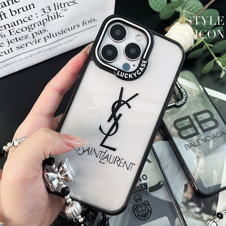 Fashionable anti-scratch crystal acrylic cell phone case + silver bead lanyard