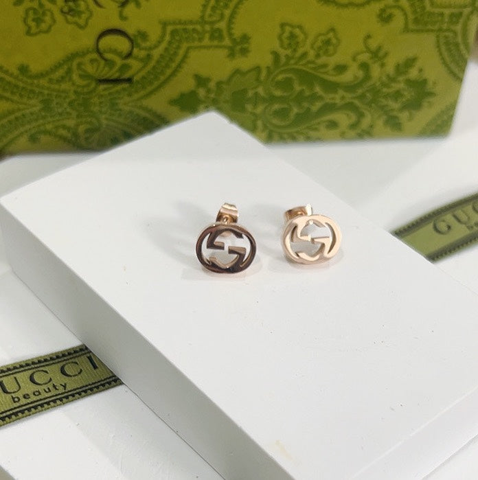 Rose Gold Alphabet Small Earrings