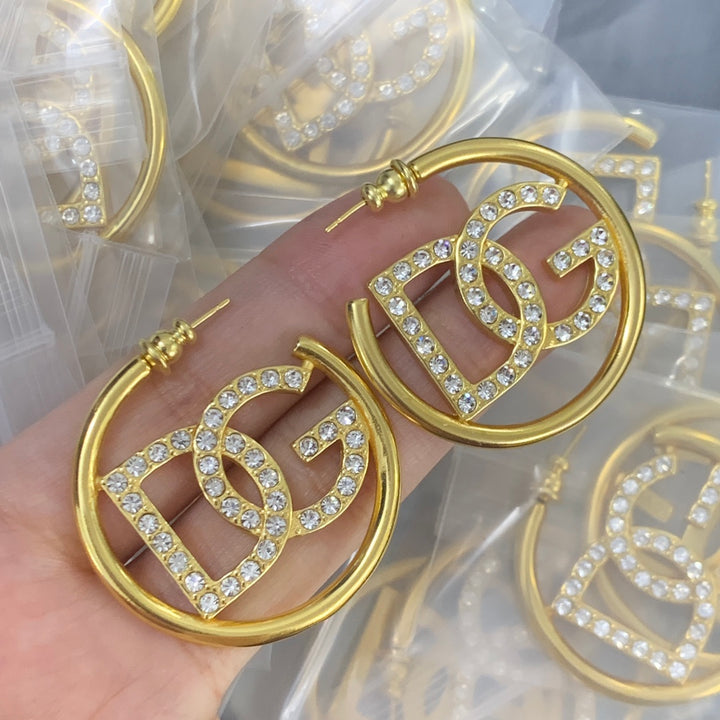 Luxury DG Monogram Full Diamond Earrings