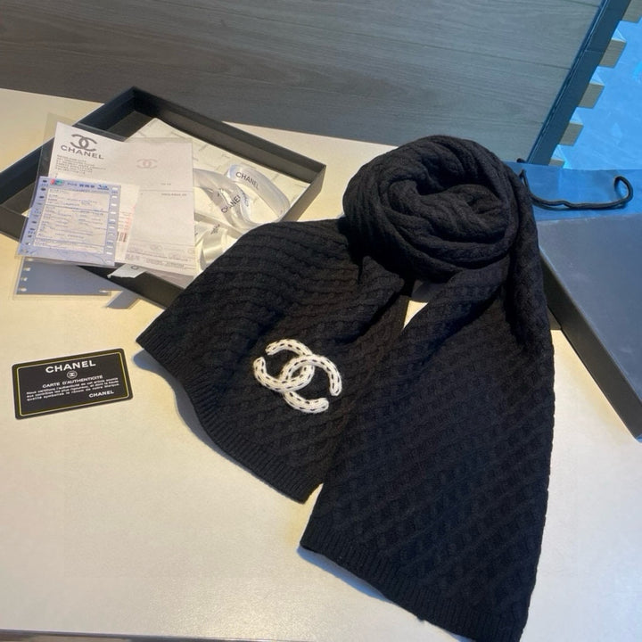 Luxury CC knitted wool scarf