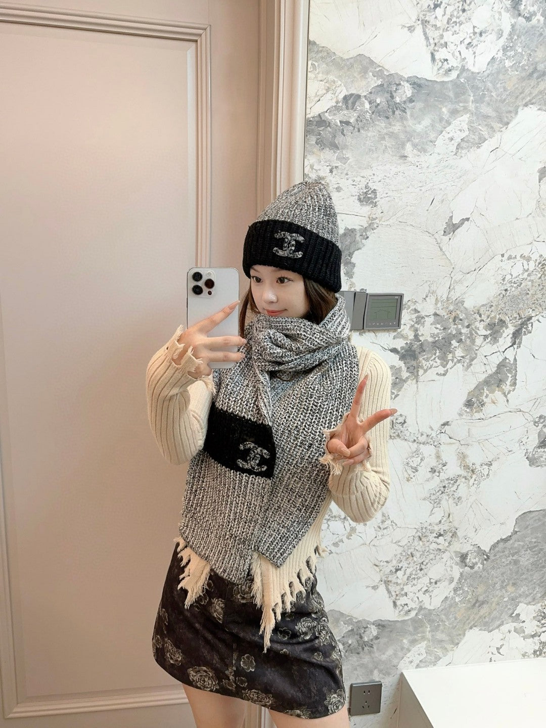 3 Colors Fashion CC Set Hat ➕Scarf