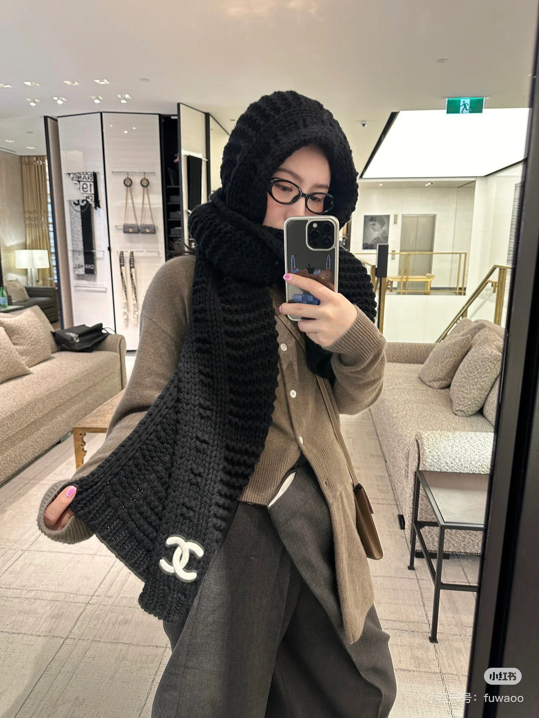 3 colors CC double-sided jacquard knitted scarf